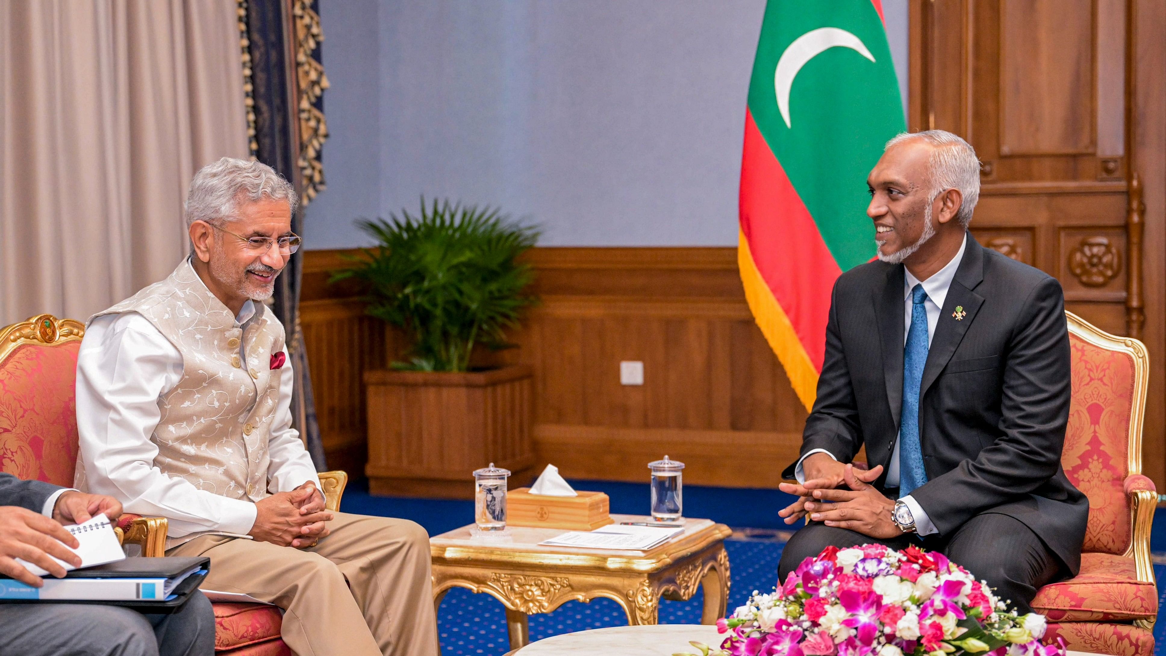 <div class="paragraphs"><p>External Affairs Minister S Jaishankar calls on Maldives President Dr Mohamed Muizzu.</p></div>